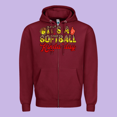 It S A Softball Kinda Day Zipper Hoodie Designed By Zillion Design Studio