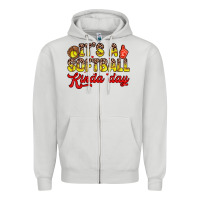 Dove Grey it s a softball kinda day Zipper Hoodie - Zillion Design Studio