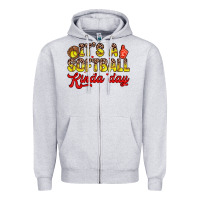 Heather Grey it s a softball kinda day Zipper Hoodie - Zillion Design Studio