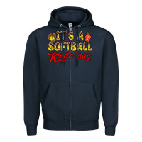 Navy it s a softball kinda day Zipper Hoodie - Zillion Design Studio