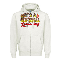 Oatmeal Heather it s a softball kinda day Zipper Hoodie - Zillion Design Studio