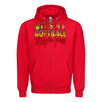 Red it s a softball kinda day Zipper Hoodie - Zillion Design Studio