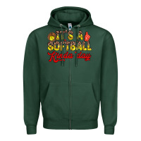 Sports Green it s a softball kinda day Zipper Hoodie - Zillion Design Studio