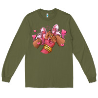 Army Green valentines day afro girl sneakers Long Sleeve Tee - RanaPortraitStore