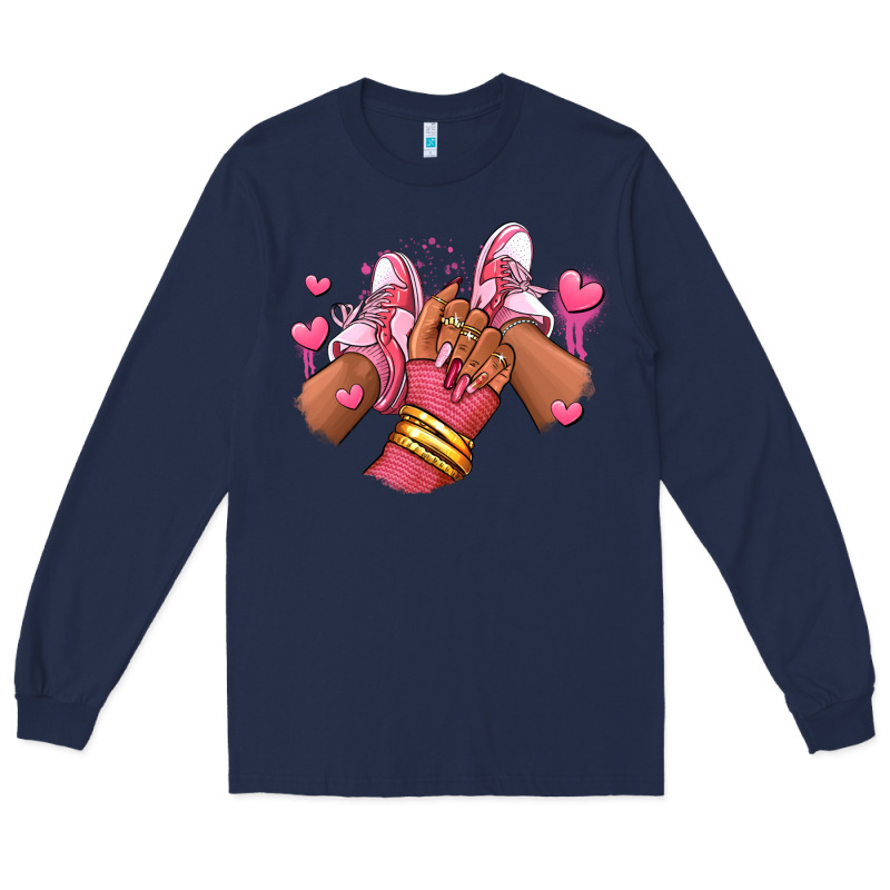 Valentines Day Afro Girl Sneakers Long Sleeve Tee by RanaPortraitStore | Teevron