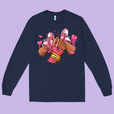 Long Sleeve Tee valentines day afro girl sneakers