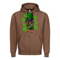 Chestnut st. patrick's day lucky dachshund puppy Zipper Hoodie - RanaPortraitStore