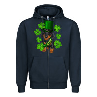Navy st. patrick's day lucky dachshund puppy Zipper Hoodie - RanaPortraitStore