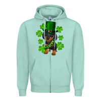 Seafoam st. patrick's day lucky dachshund puppy Zipper Hoodie - RanaPortraitStore