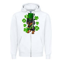White st. patrick's day lucky dachshund puppy Zipper Hoodie - RanaPortraitStore