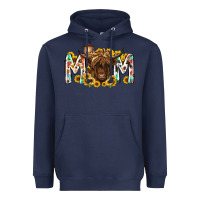 Navy mom highland cow Heavyweight Hoodie - RacoonDesign