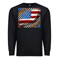 Black American flag and racee flag Premium Sweatshirt - AdoDesignShop