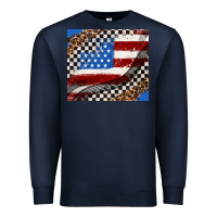 Navy American flag and racee flag Premium Sweatshirt - AdoDesignShop