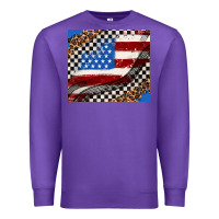 Purple American flag and racee flag Premium Sweatshirt - AdoDesignShop