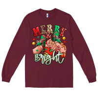 Burgundy merry and bright caucasian girl sneakers Long Sleeve Tee - RanaPortraitStore