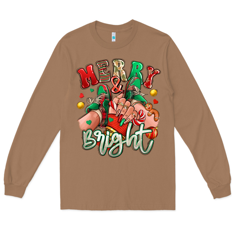 Merry And Bright Caucasian Girl Sneakers Long Sleeve Tee by RanaPortraitStore | Teevron