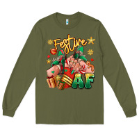 Army Green festive af christmas caucasian girl sneakers Long Sleeve Tee - RanaPortraitStore