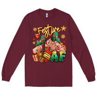Burgundy festive af christmas caucasian girl sneakers Long Sleeve Tee - RanaPortraitStore