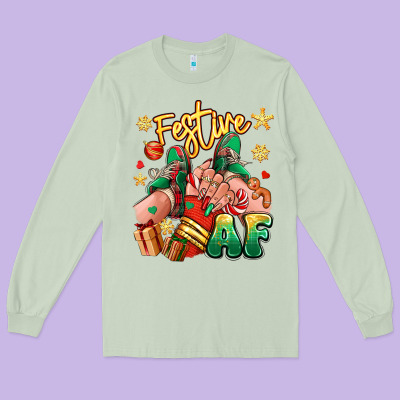 Long Sleeve Tee festive af christmas caucasian girl sneakers