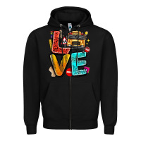 Black love school bus Zipper Hoodie - texasbilliewilder