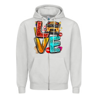 Dove Grey love school bus Zipper Hoodie - texasbilliewilder