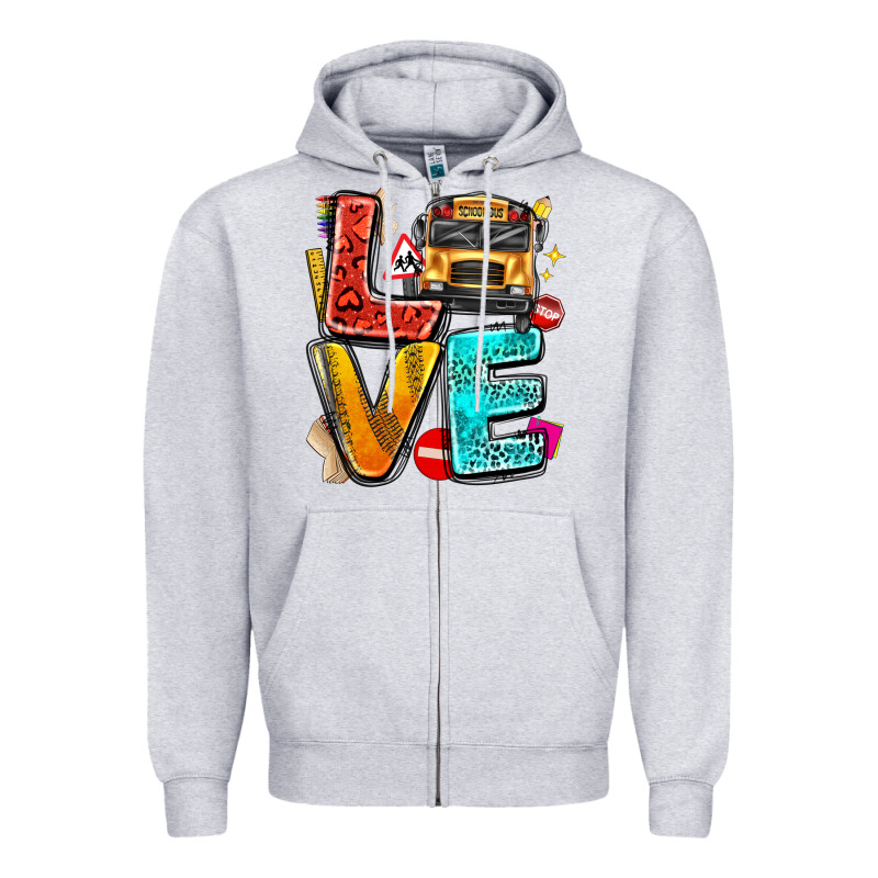 Love School Bus Zipper Hoodie by texasbilliewilder | Teevron