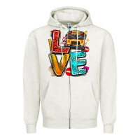 Oatmeal Heather love school bus Zipper Hoodie - texasbilliewilder