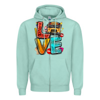 Seafoam love school bus Zipper Hoodie - texasbilliewilder