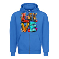 True Royal love school bus Zipper Hoodie - texasbilliewilder
