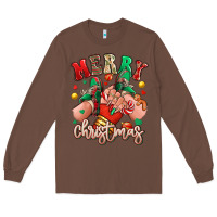 Chestnut Merry Christmas Caucasian girl sneakers Long Sleeve Tee - RanaPortraitStore