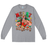 Heather Grey Merry Christmas Caucasian girl sneakers Long Sleeve Tee - RanaPortraitStore
