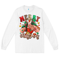 White Merry Christmas Caucasian girl sneakers Long Sleeve Tee - RanaPortraitStore