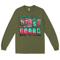 Army Green battery life of a nurse Long Sleeve Tee - RanaPortraitStore