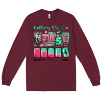 Burgundy battery life of a nurse Long Sleeve Tee - RanaPortraitStore