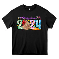 Black Happy Easter 2024 Heavy Core Tee - CowhideDigitalArt
