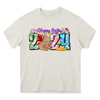 Cream Happy Easter 2024 Heavy Core Tee - CowhideDigitalArt