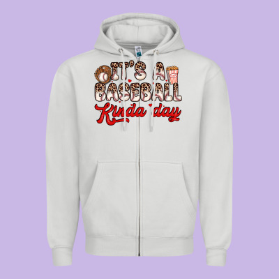 It S A Baseball Kinda Day Zipper Hoodie Designed By Zillion Design Studio