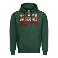 Sports Green it s a baseball kinda day Zipper Hoodie - Zillion Design Studio