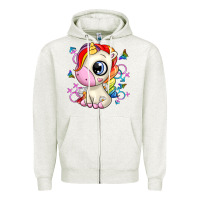 Oatmeal Heather unicorn Zipper Hoodie - Zillion Design Studio