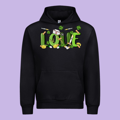 St Patricks Love Nurse Urban Hoodie Designed By Maliassmallbusiness