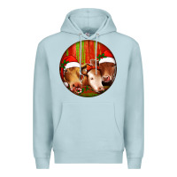 Blue Mist Christmas Cow, Premium Hoodie - Jasminsmagicworld