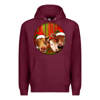 Burgundy Christmas Cow, Premium Hoodie - Jasminsmagicworld