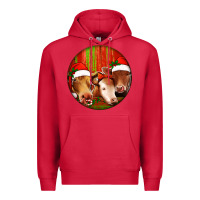 Cardinal Christmas Cow, Premium Hoodie - Jasminsmagicworld