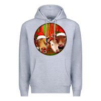 Heather Grey Christmas Cow, Premium Hoodie - Jasminsmagicworld