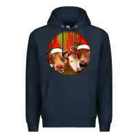 Navy Christmas Cow, Premium Hoodie - Jasminsmagicworld