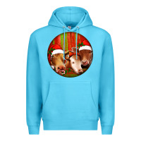 Ocean Blue Christmas Cow, Premium Hoodie - Jasminsmagicworld