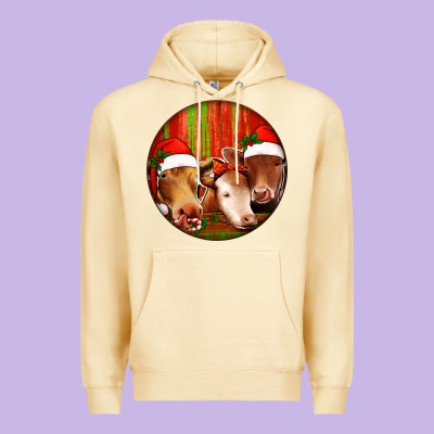 Christmas Cow, Premium Hoodie Designed By Jasminsmagicworld