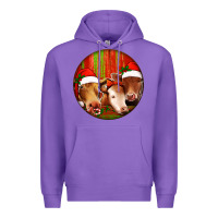 Purple Christmas Cow, Premium Hoodie - Jasminsmagicworld