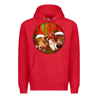 Red Christmas Cow, Premium Hoodie - Jasminsmagicworld