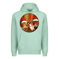 Seafoam Christmas Cow, Premium Hoodie - Jasminsmagicworld